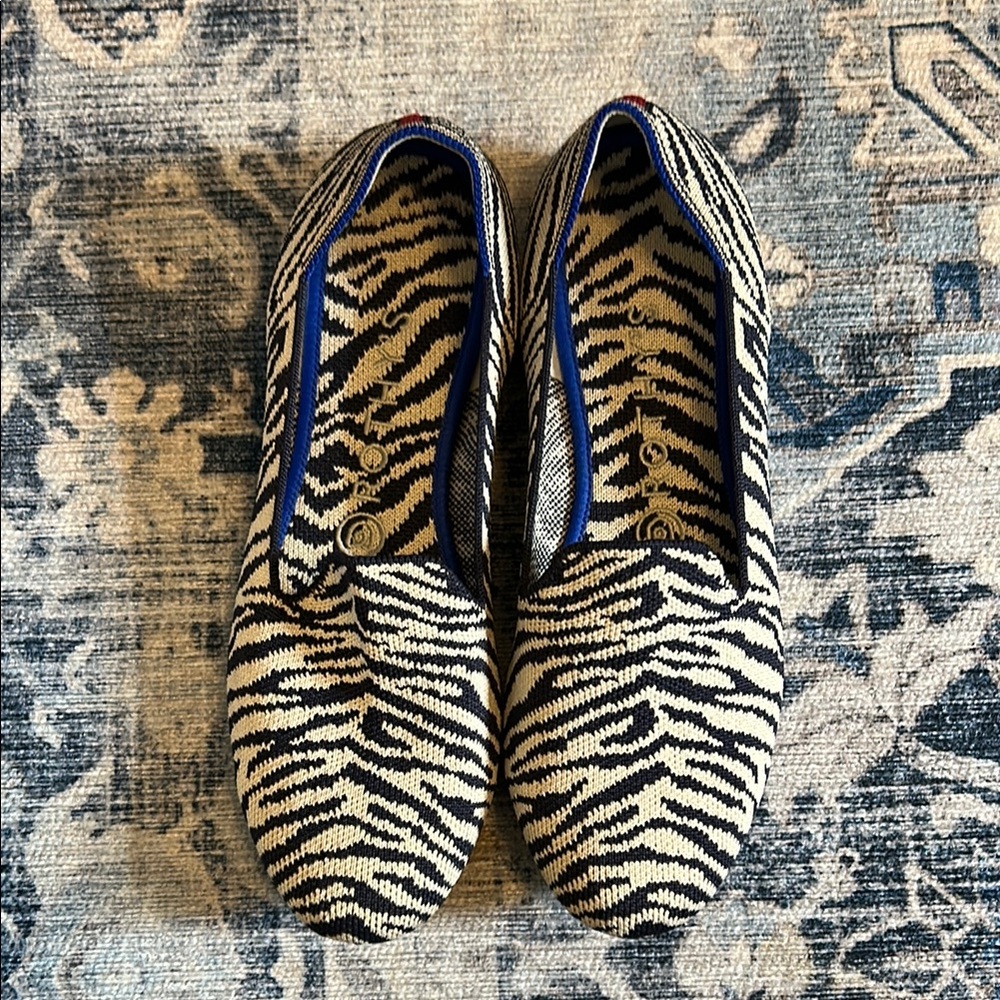 Rothy's Zebra Print Flats in Navy and White. Make me an Offer!